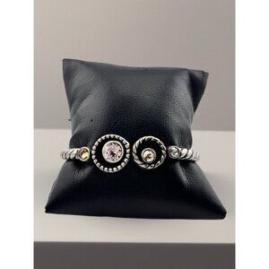 Brighton Halo Amber Topaz Hinged Bangle Bracelet 7" Dust Bag